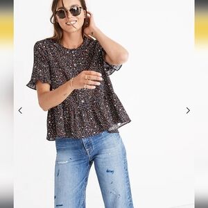 Madewell "Studio Ruffle Hem Top in Starry Night"
